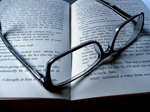 black & white Glasses & Book - exhausting read