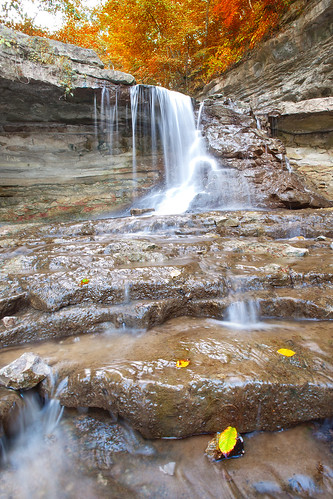 longexposure autumn orange fall waterfall leaf midwest indiana terrehaute mccormickscreekstatepark