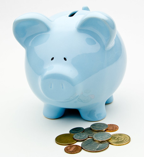 Blue Piggy Bank With Coins - Retirement