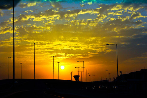 blue sky bw orange sun beautiful car yellow skyline clouds photo amazing awesome great cuts doha qatar aspire iis villagio landscapelovers thesunandsky