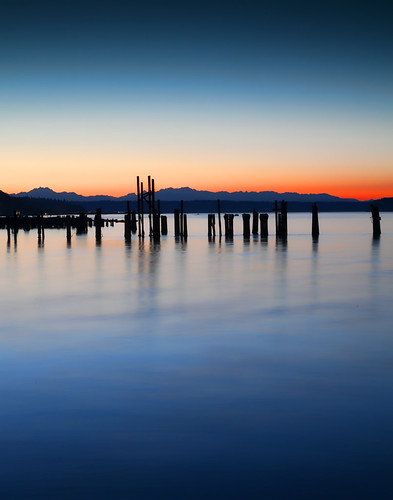 blue sunset sky beach water landscape pier waterfront outdoor sound wa tacoma pilings puget rustonway topazadjust