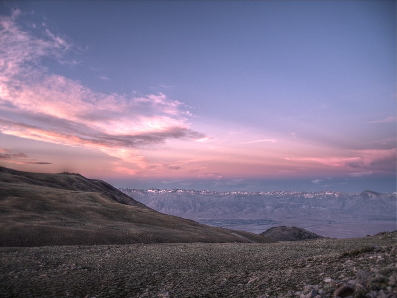 HDR shot of the sunrise over the eastern Sierra Nevada