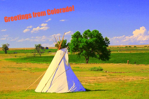 summer sky tree clouds canon colorado greetings teepee plains tipi bentsoldfort pseudopostcard t1i
