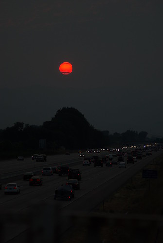 morning sunrise smog driveby freeway commute redsun sooc