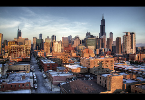 sunset chicago building skyline architecture photoshop canon hdr photomatix benkennedy 60d
