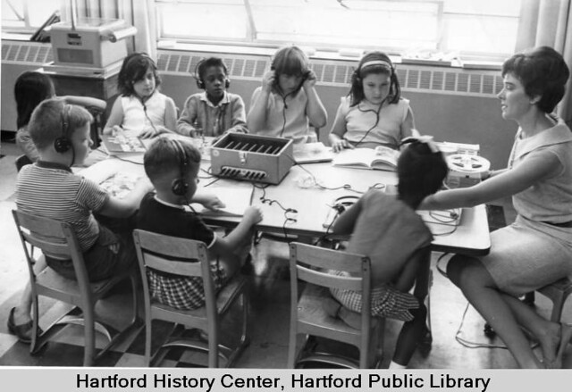 School children, some bused to West Hartford from Hartford for summer session