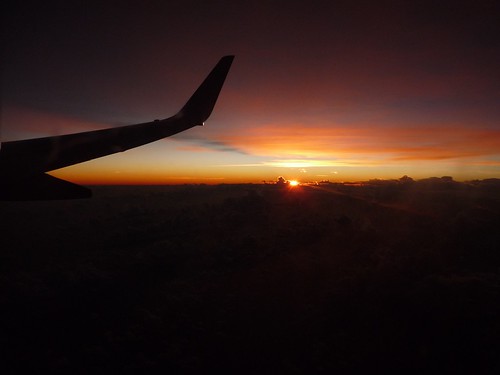 sky sun clouds plane sunrise flight
