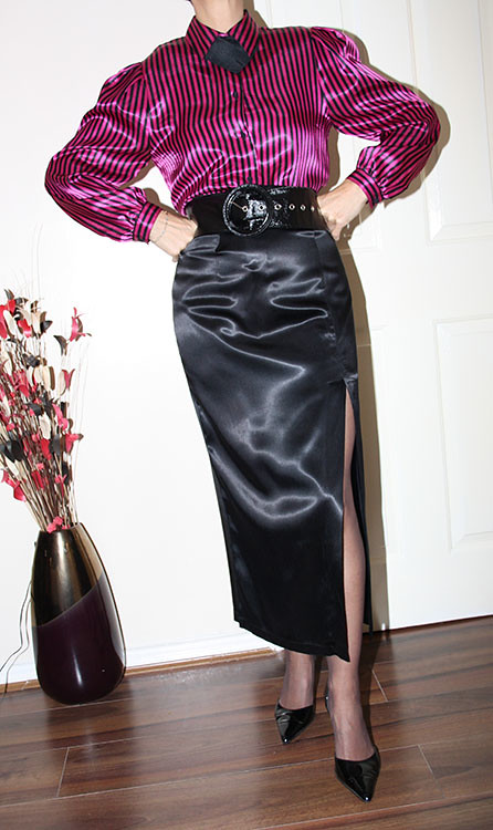 black liquid satin tight hobble skirt - a photo on Flickriver