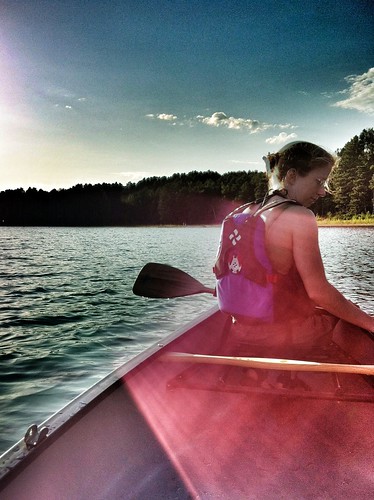 sunset lake canoe