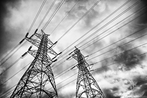 sky bw white black monochrome clouds canon published power cables wires electricity pylons canonefs1022mmf3545usm penteli pendeli canoneos40d