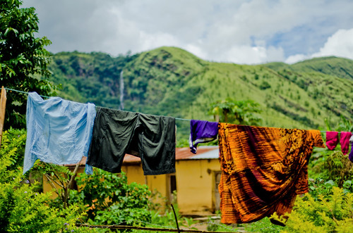 mountains green colors beautiful waterfall clothing view laundry ghana westafrica lush clothingline