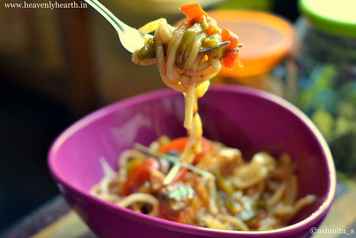 Spoonful of thai red curry noodles