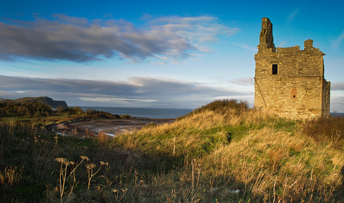 tower castle beach landscape bay scotland ayr ayrshire greenan
