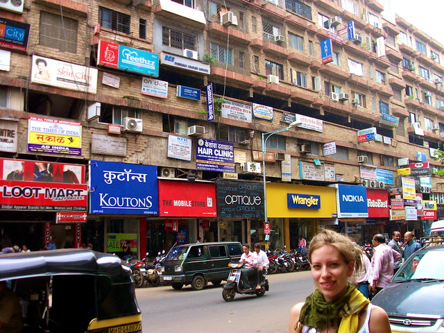MG Road, Pune, India with a busy street scene 