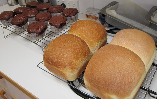 baked bread and cupcakes