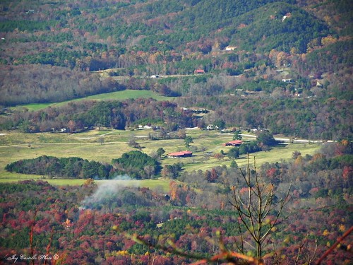 autumn trees houses mountains fall georgia fallcolor smoke fortmountain overlooks murraycounty nov112011