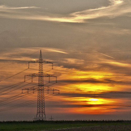 sunset sonnenuntergang power electricity strommasten flickraward powerphylon