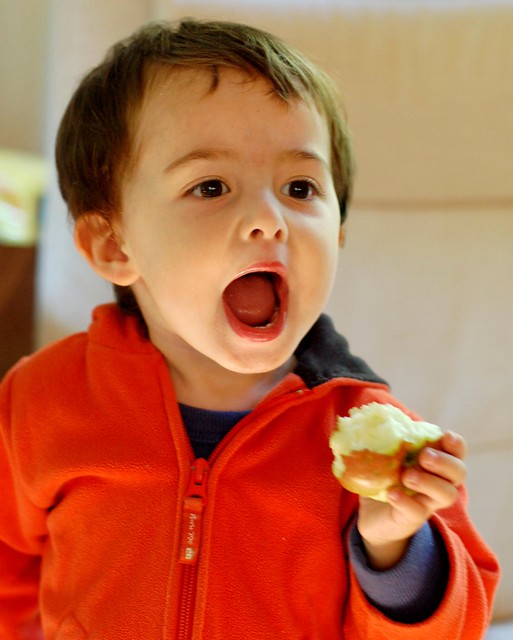 A boy and his apple by Eve Fox, copyright 2011
