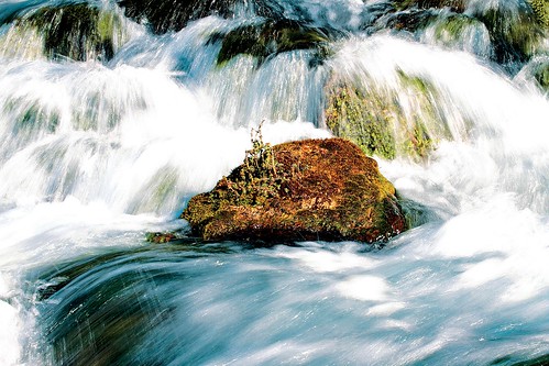 water rock waterfall moss
