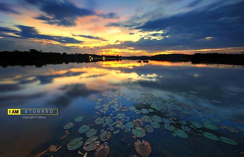 sunset sky lake reflection nature landscape