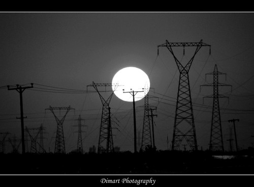 sunset bw sun white black tower energy olympus polution electicity dimart