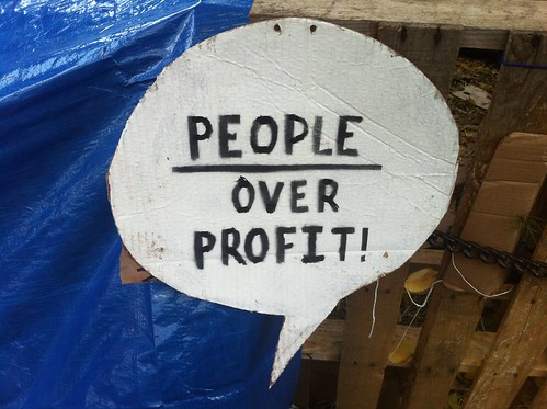 "People over profit!"