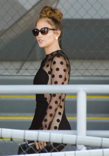Jennifer Lopez arrives at the Midway Aircraft Carrier