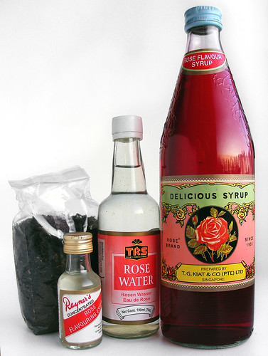 Rose water, rose syrup, rose essence