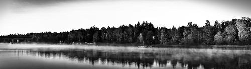 morning trees blackandwhite bw panorama lake fog sunrise canon eos early sweden 60d canoneos60d ef100mmf28lmacroisusm
