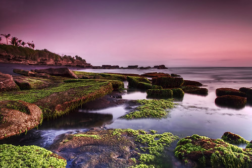 longexposure sunset bali beach indonesia landscape rocks cemagi mengening canguu