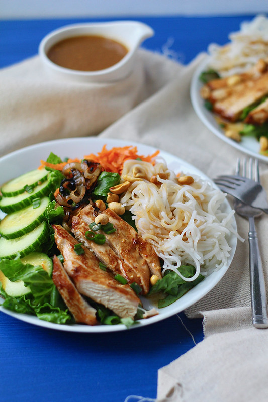 Rice Noodle Salad with Chicken and Peanut Vinaigrette