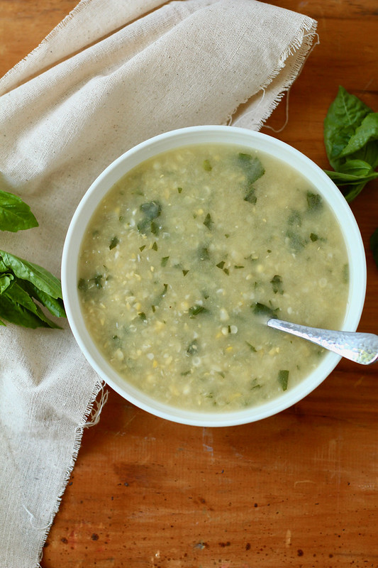 fresh corn and basil soup